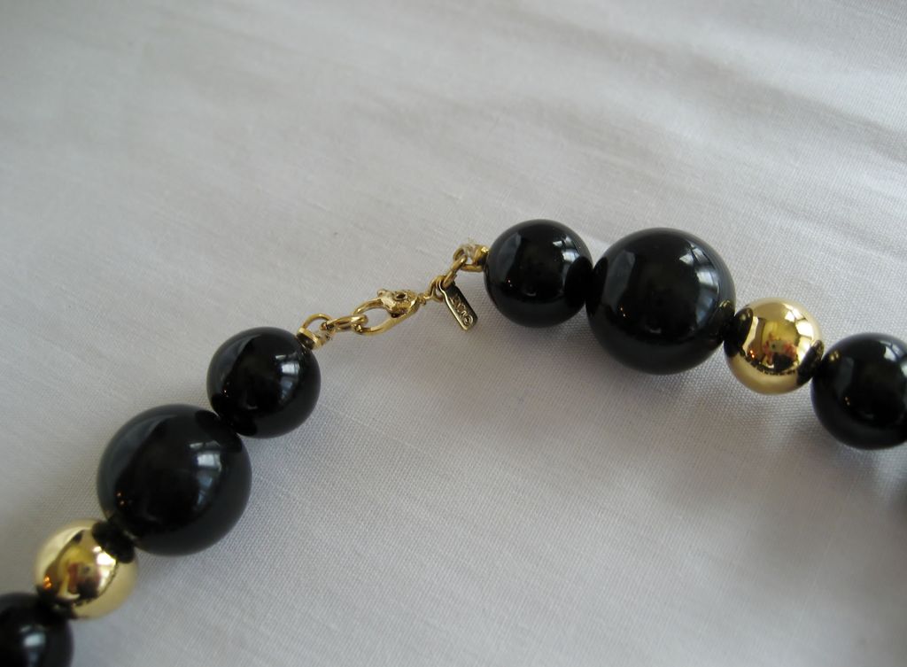 Monet Black and Goldtone Beaded Necklace Monet Black and Goldtone Beaded Necklace