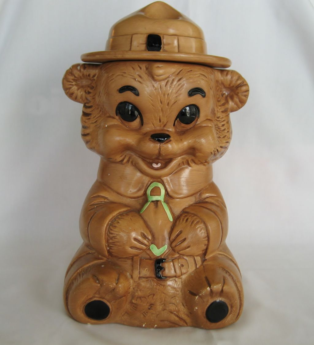Twin Winton Smokey Bear Cookie Jar from thedaisychain on Ruby Lane