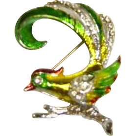 Small Colorful Bird Pin With Pave' Stones Small Colorful Bird Pin With Pave' Stones