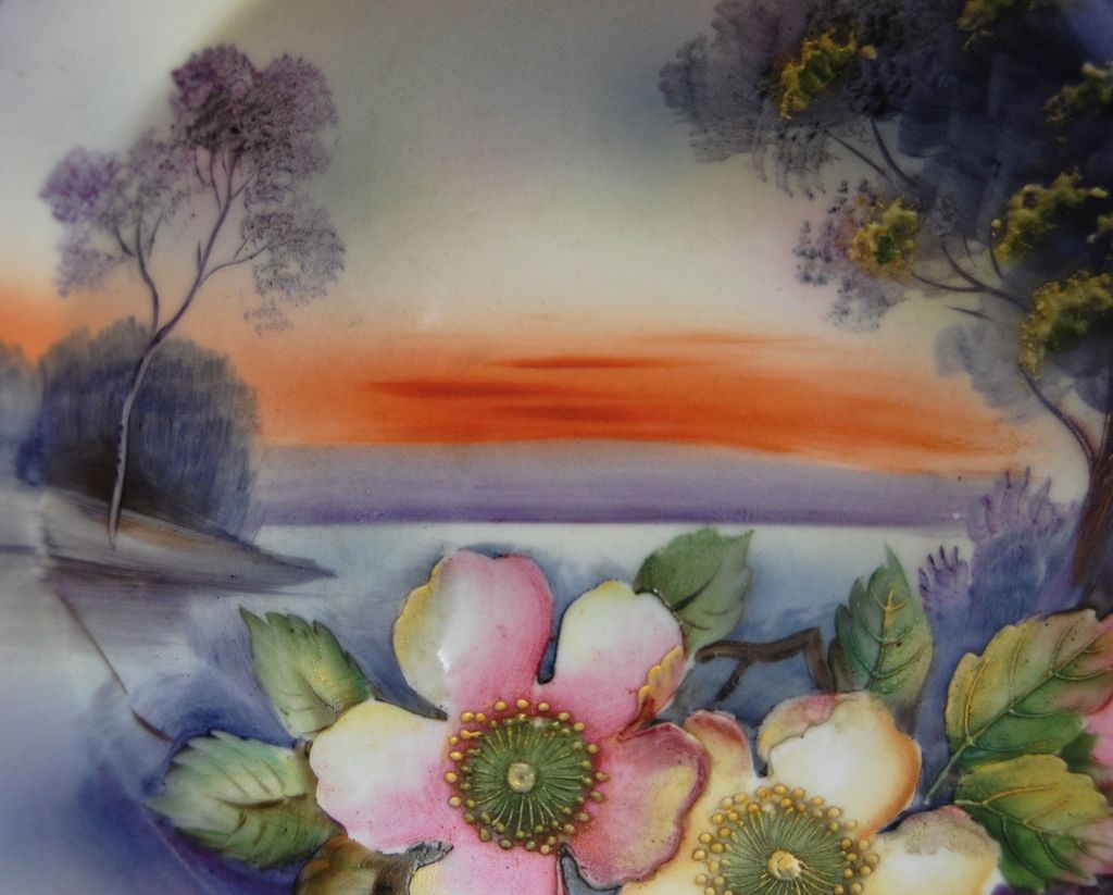 Stunning Noritake Hand Painted Pedestal Bowl, Ca. 1930 Stunning Noritake Hand Painted Pedestal Bowl, Ca. 1930