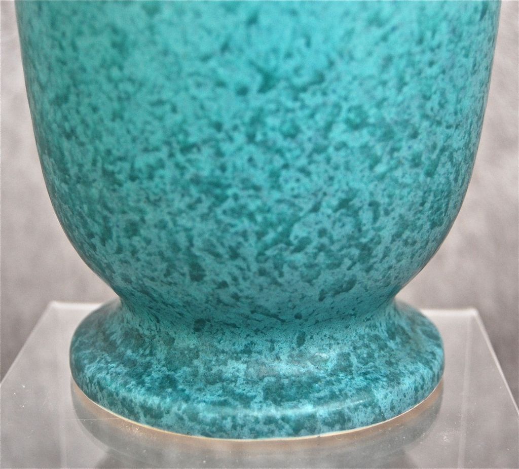 Roseville Pottery Tourmaline Vase #614-8 w/label, Turquoise, Ca. 1933 Roseville Pottery Tourmaline Vase #614-8 w/label, Turquoise, Ca. 1933