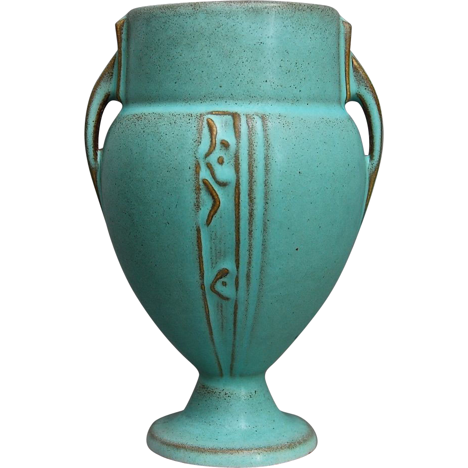 Roseville Pottery Moderne Vase 7876”, Turquoise, Circa 1936 from