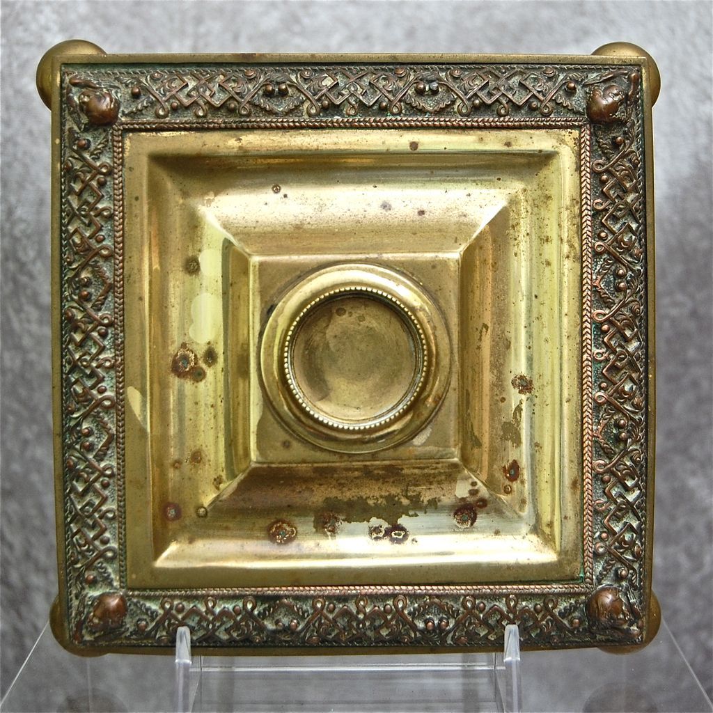 Victorian Cut Glass & Brass Inkwell Victorian Cut Glass & Brass Inkwell