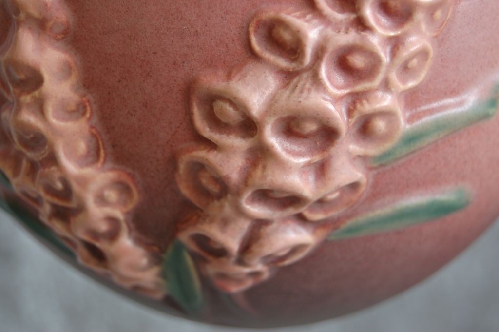 Roseville Pottery Foxglove Hanging Basket #466-5, Pink Roseville Pottery Foxglove Hanging Basket #466-5, Pink