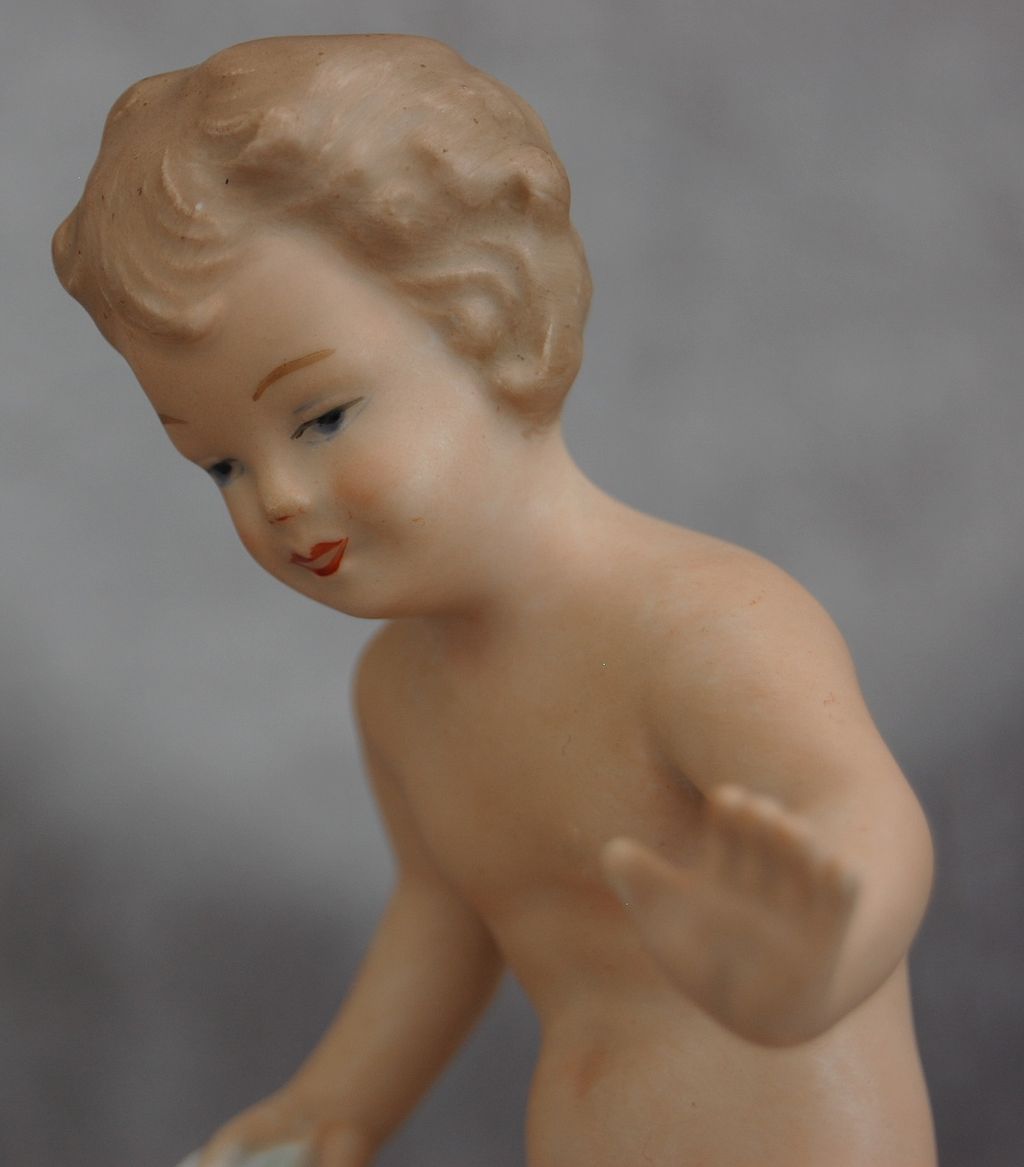 Wallendorf Porcelain Figurine, "Boy With Rabbits", c 1960's Wallendorf Porcelain Figurine, "Boy With Rabbits", c 1960's