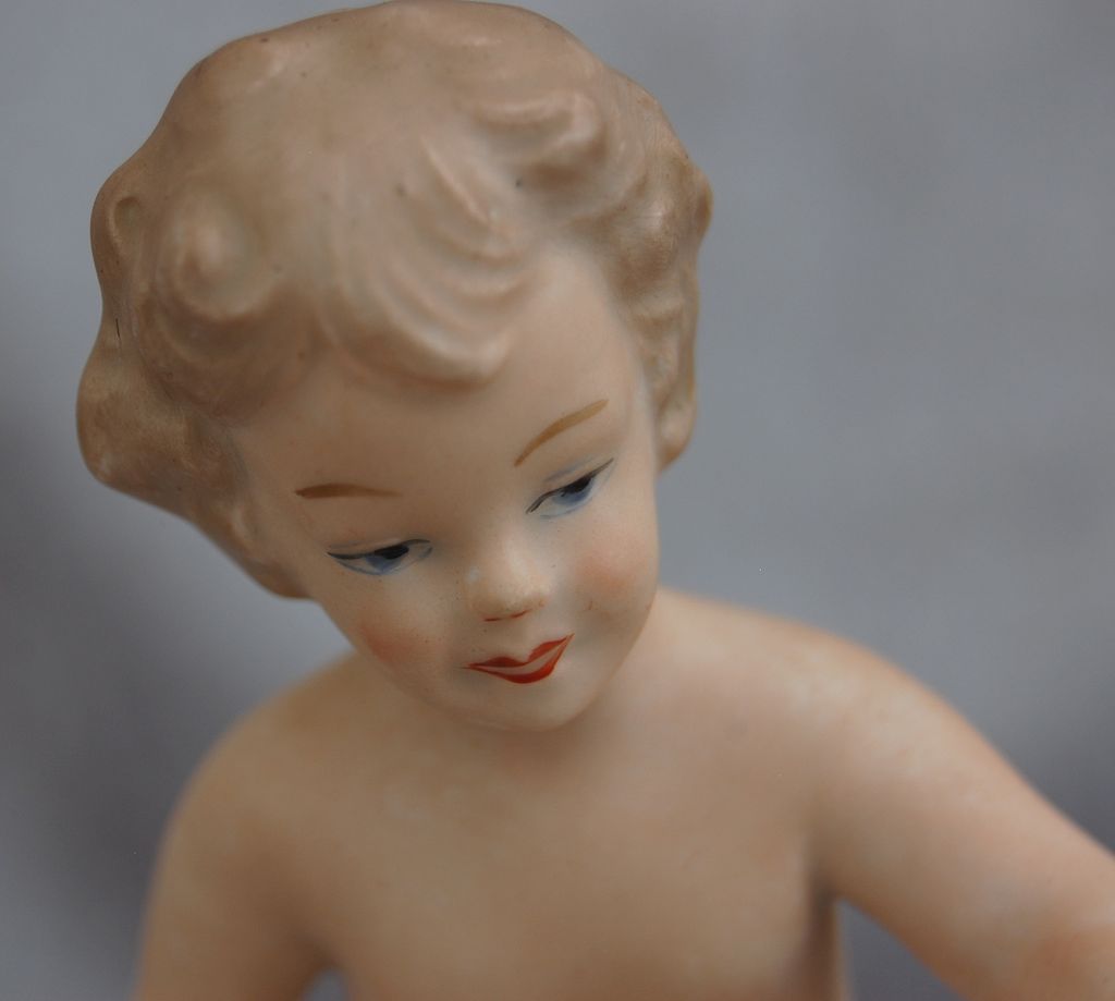 Wallendorf Porcelain Figurine, "Boy With Rabbits", c 1960's Wallendorf Porcelain Figurine, "Boy With Rabbits", c 1960's
