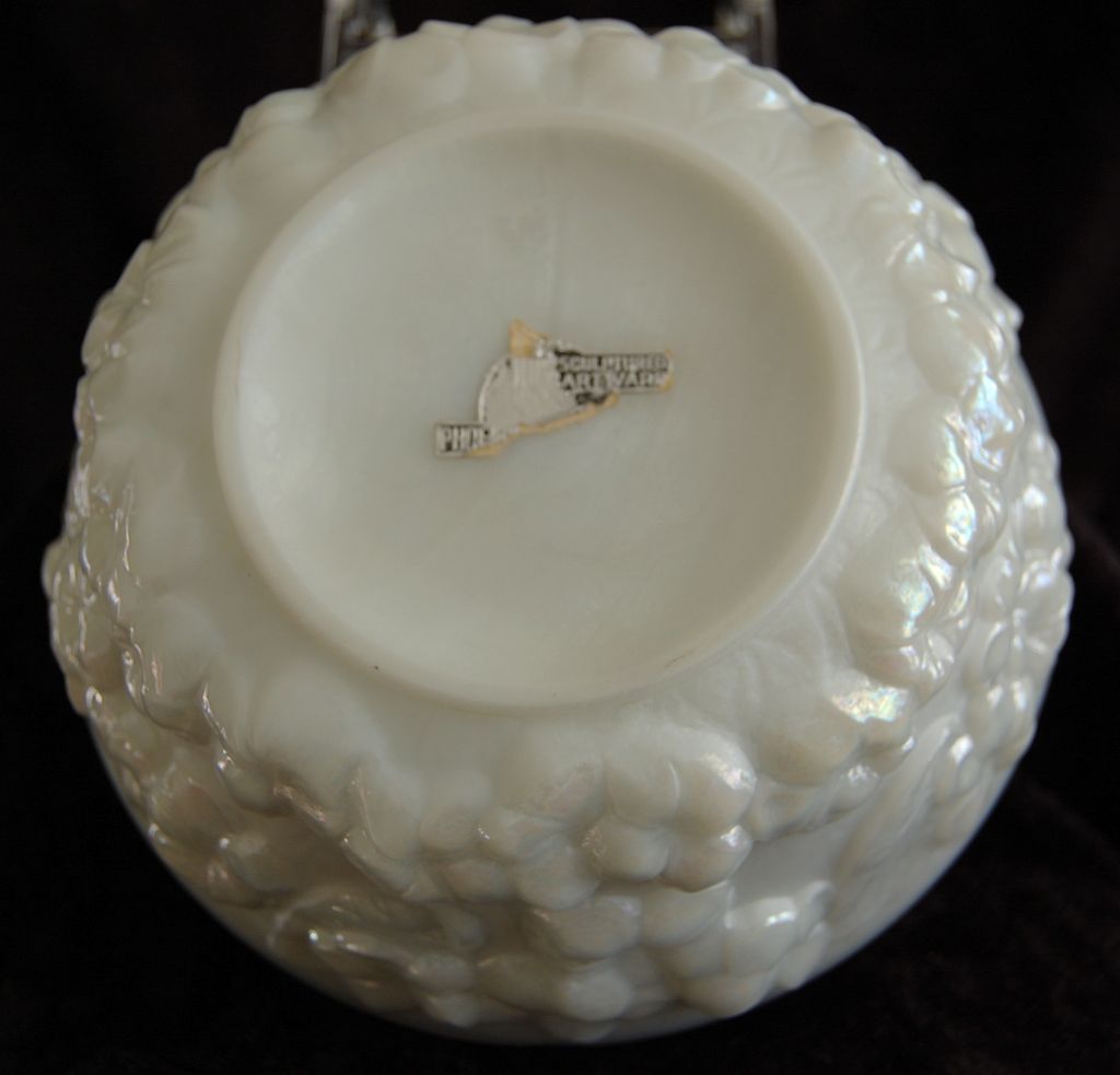 Phoenix Sculptured Artware Phlox Covered Candy Dish w/label, Pearl Lustre, Ca. 1934 Phoenix Sculptured Artware Phlox Covered Candy Dish w/label, Pearl Lustre, Ca. 1934