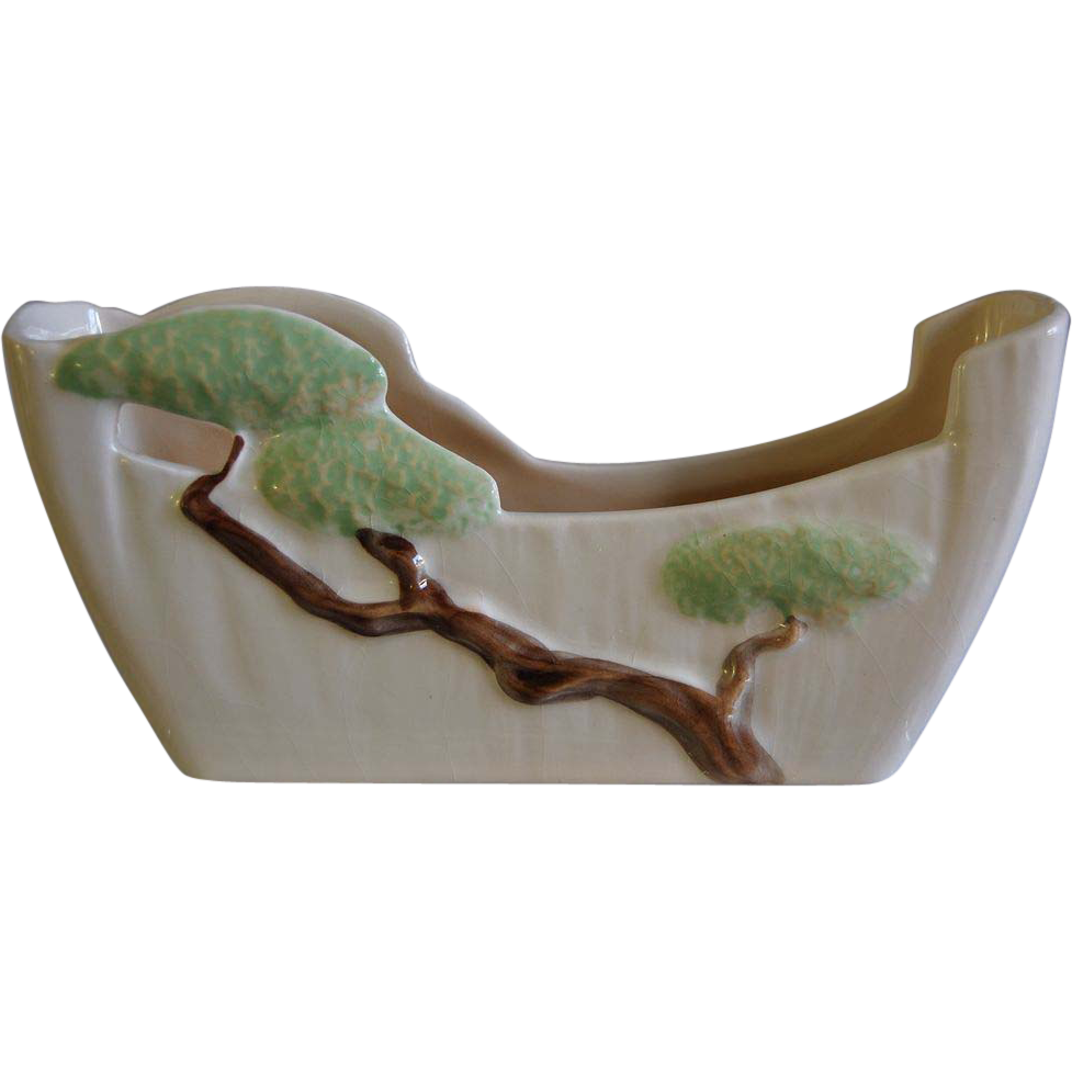 Roseville Pottery Ming Tree Planter #568-8, White, Ca. 1949 Roseville Pottery Ming Tree Planter #568-8, White, Ca. 1949