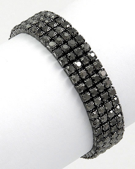 New black RHINESTONE 4 row stretch cuff bracelet PROM New black RHINESTONE 4 row stretch cuff bracelet PROM