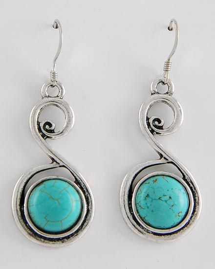 New Genuine TURQUOISE swirled round dangle pierced earrings New Genuine TURQUOISE swirled round dangle pierced earrings