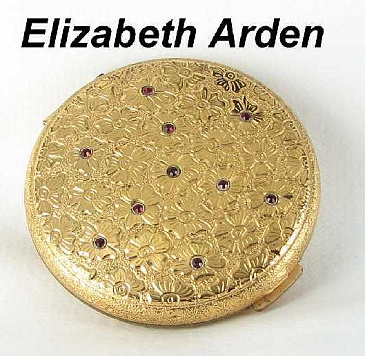 Elizabeth Arden Vintage Signed Red Rhinestone Compact London NY Paris Elizabeth Arden Vintage Signed Red Rhinestone Compact London NY Paris