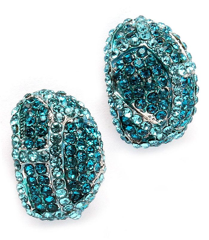 New teal blue RHINESTONE huggy huggie pierced earrings New teal blue RHINESTONE huggy huggie pierced earrings