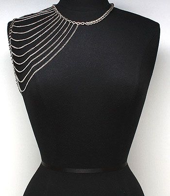 New Silver tone Multi Chain One Shoulder Body Armor jewelry Couture Necklace New Silver tone Multi Chain One Shoulder Body Armor jewelry Couture Necklace