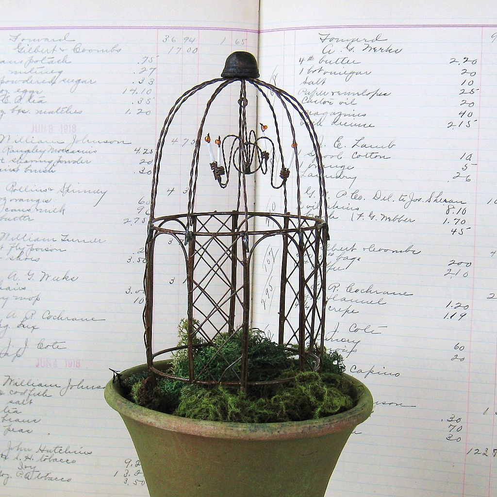 Miniature Garden Gazebo, Chandelier & Moss for Fairy Garden, Terrarium Miniature Garden Gazebo, Chandelier & Moss for Fairy Garden, Terrarium