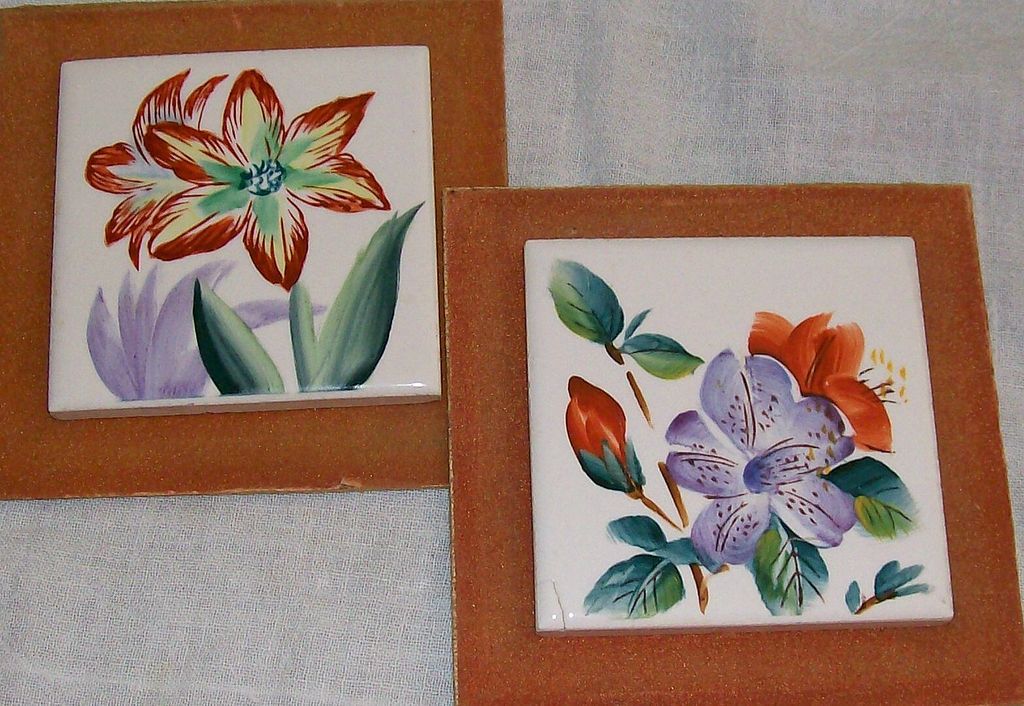 Ceramic Tiles ~ Hand Painted ~Ucagco (2 pc. set) Ceramic Tiles ~ Hand Painted ~Ucagco (2 pc. set)