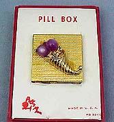 Collectible Old Jeweled Golden Pillbox Collectible Old Jeweled Golden Pillbox