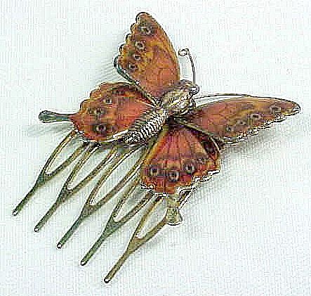 Enameled Butterfly Hair Piece Enameled Butterfly Hair Piece