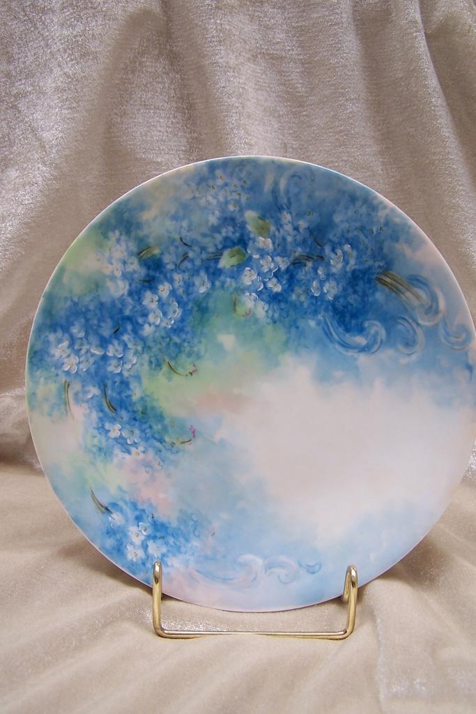 Magical Limoges France Porcelain Plate Hand Painted with Striking Victorian 'Forget-Me-Nots' Magical Limoges France Porcelain Plate Hand Painted with Striking Victorian 'Forget-Me-Nots'