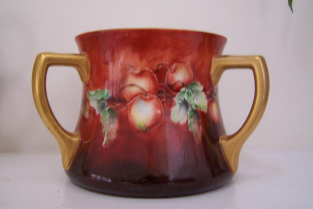 Dramatic "Clusters of Hawthorn Berries" Antique Three-Handled Loving Cup with Lusterware Interior & Fired Glass Overglaze Dramatic "Clusters of Hawthorn Berries" Antique Three-Handled Loving Cup with Lusterware Interior & Fired Glass Overglaze
