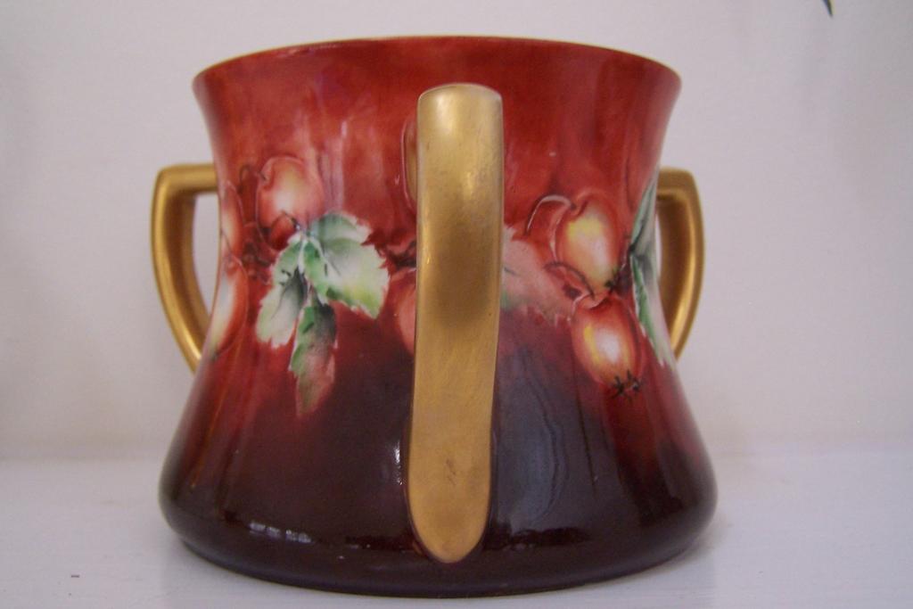 Dramatic "Clusters of Hawthorn Berries" Antique Three-Handled Loving Cup with Lusterware Interior & Fired Glass Overglaze Dramatic "Clusters of Hawthorn Berries" Antique Three-Handled Loving Cup with Lusterware Interior & Fired Glass Overglaze
