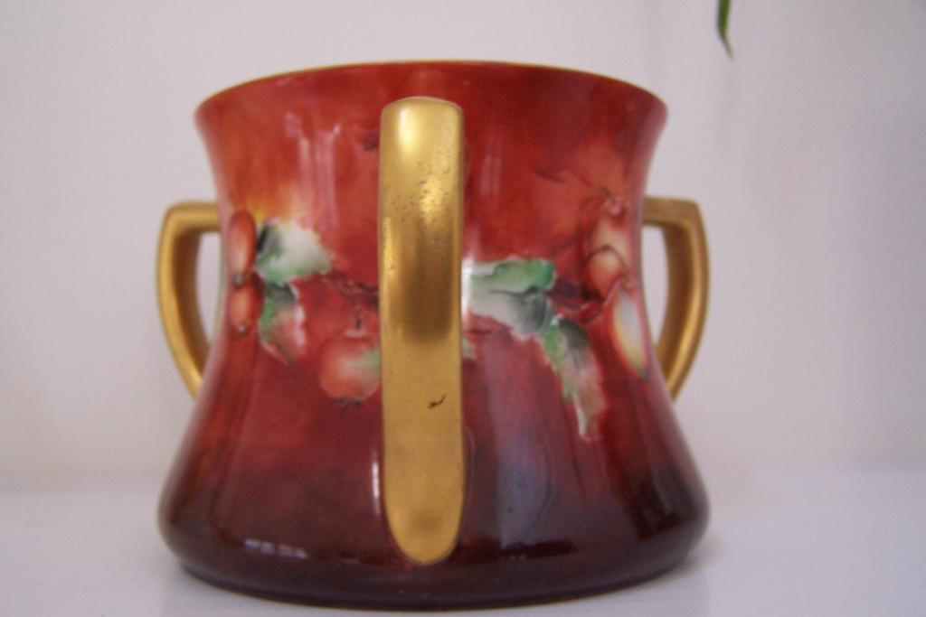 Dramatic "Clusters of Hawthorn Berries" Antique Three-Handled Loving Cup with Lusterware Interior & Fired Glass Overglaze Dramatic "Clusters of Hawthorn Berries" Antique Three-Handled Loving Cup with Lusterware Interior & Fired Glass Overglaze