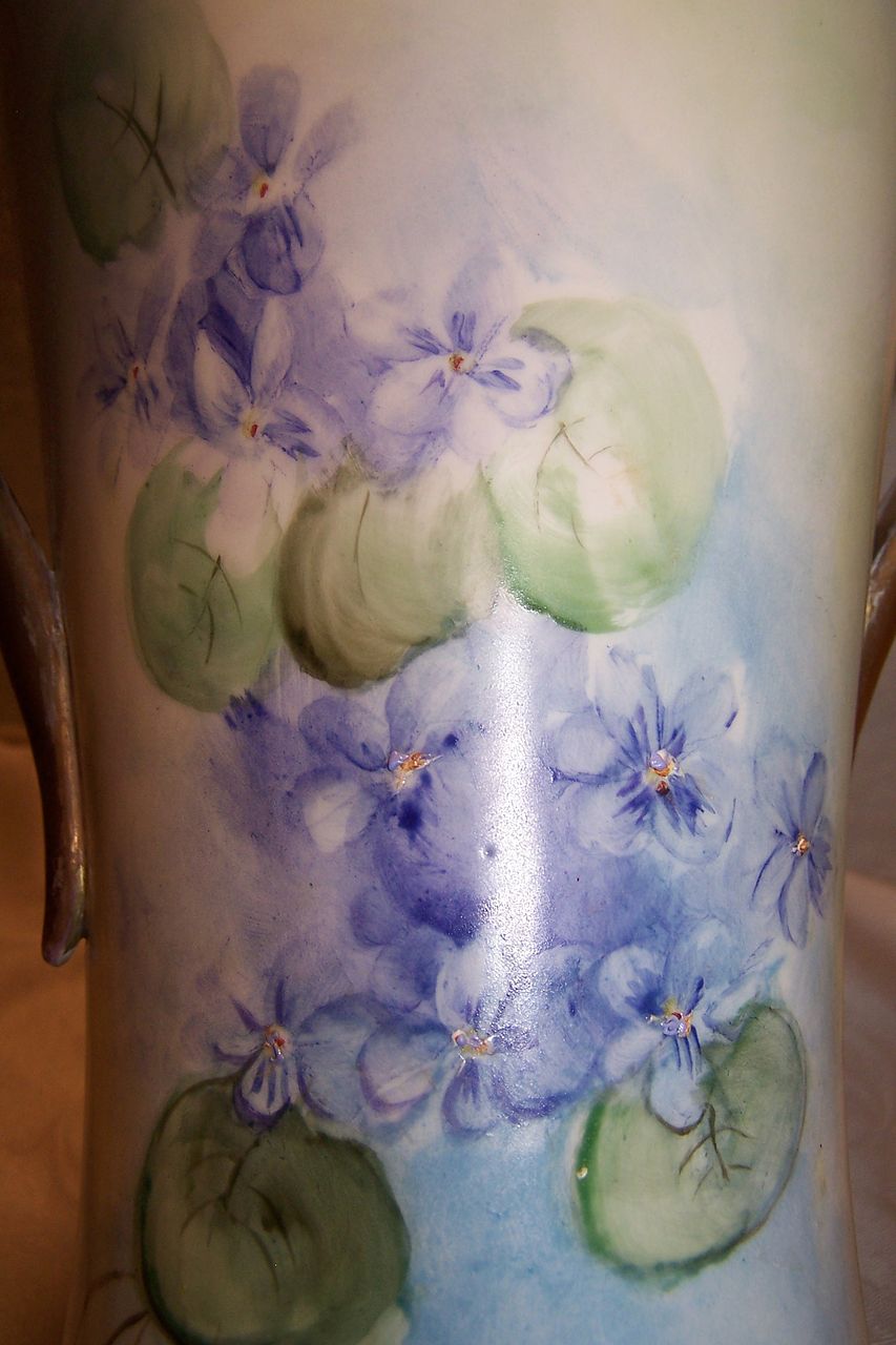 Rare Antique Limoges France Corset Vase with Figural Arm Handles featuring 'Vibrant Violets"- Shaped in the Timeless Mystique of a Woman's Figure! Rare Antique Limoges France Corset Vase with Figural Arm Handles featuring 'Vibrant Violets"- Shaped in the Timeless Mystique of a Woman's Figure!