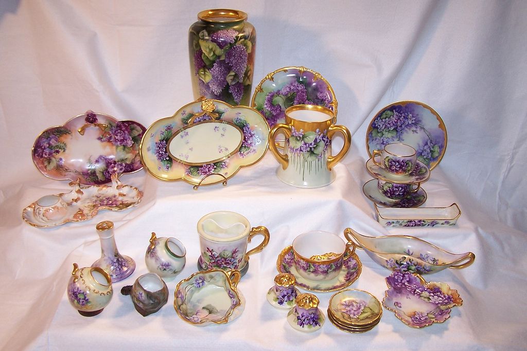 Rare Antique Limoges France Corset Vase with Figural Arm Handles featuring 'Vibrant Violets"- Shaped in the Timeless Mystique of a Woman's Figure! Rare Antique Limoges France Corset Vase with Figural Arm Handles featuring 'Vibrant Violets"- Shaped in the Timeless Mystique of a Woman's Figure!