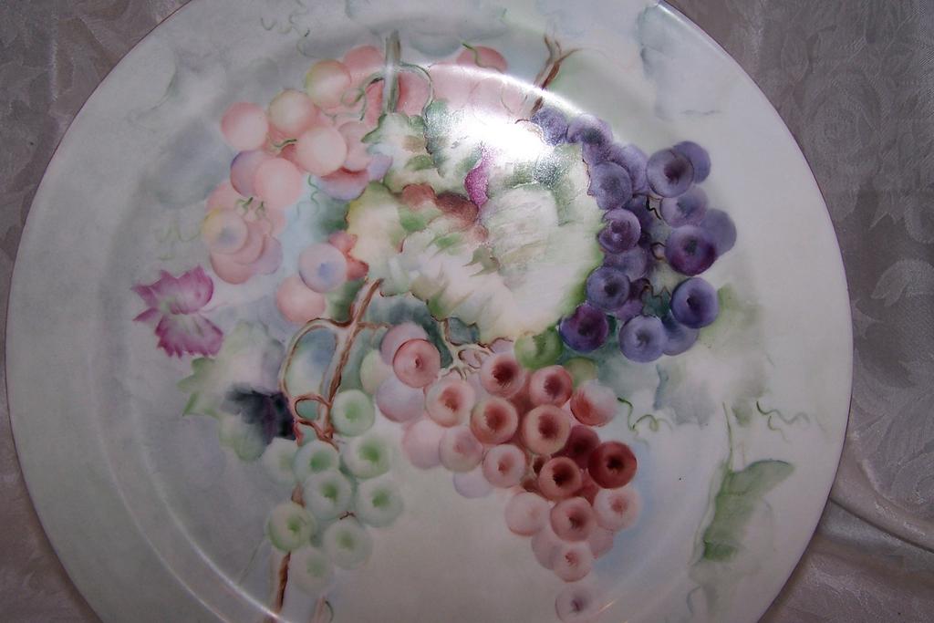 Century Old Haviland Limoges France "Still Life of Grapes" Hand Painted Antique Porcelain Charger Plate Tray Century Old Haviland Limoges France "Still Life of Grapes" Hand Painted Antique Porcelain Charger Plate Tray