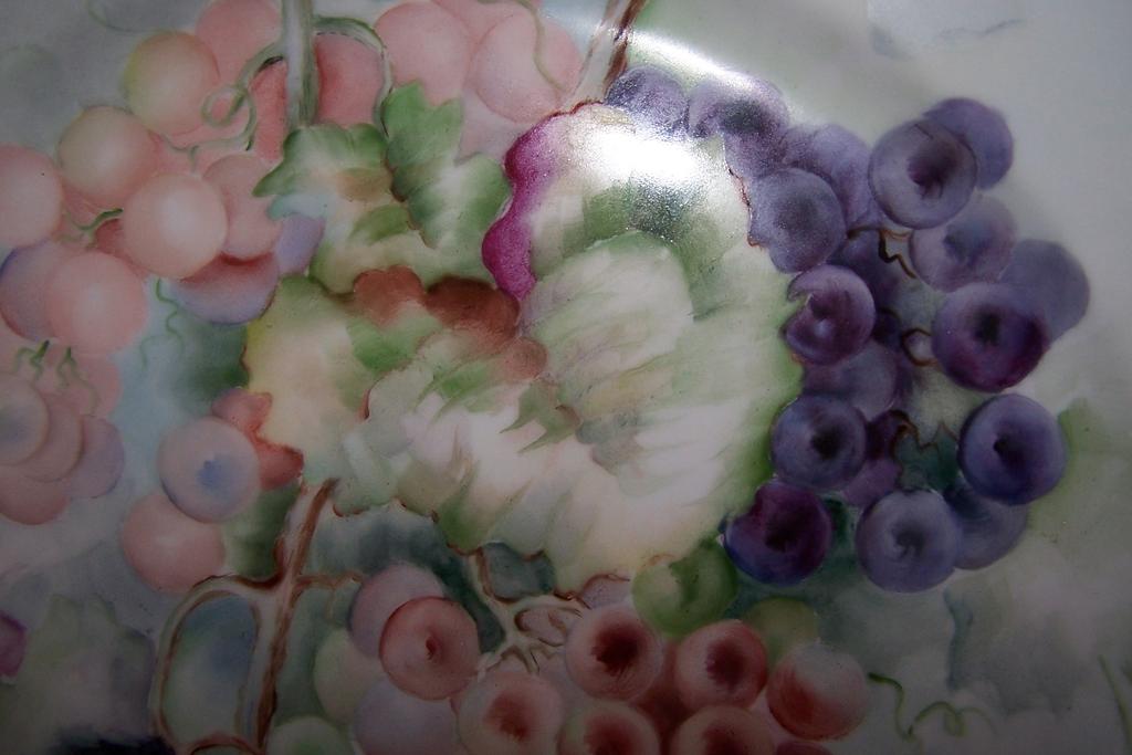 Century Old Haviland Limoges France "Still Life of Grapes" Hand Painted Antique Porcelain Charger Plate Tray Century Old Haviland Limoges France "Still Life of Grapes" Hand Painted Antique Porcelain Charger Plate Tray