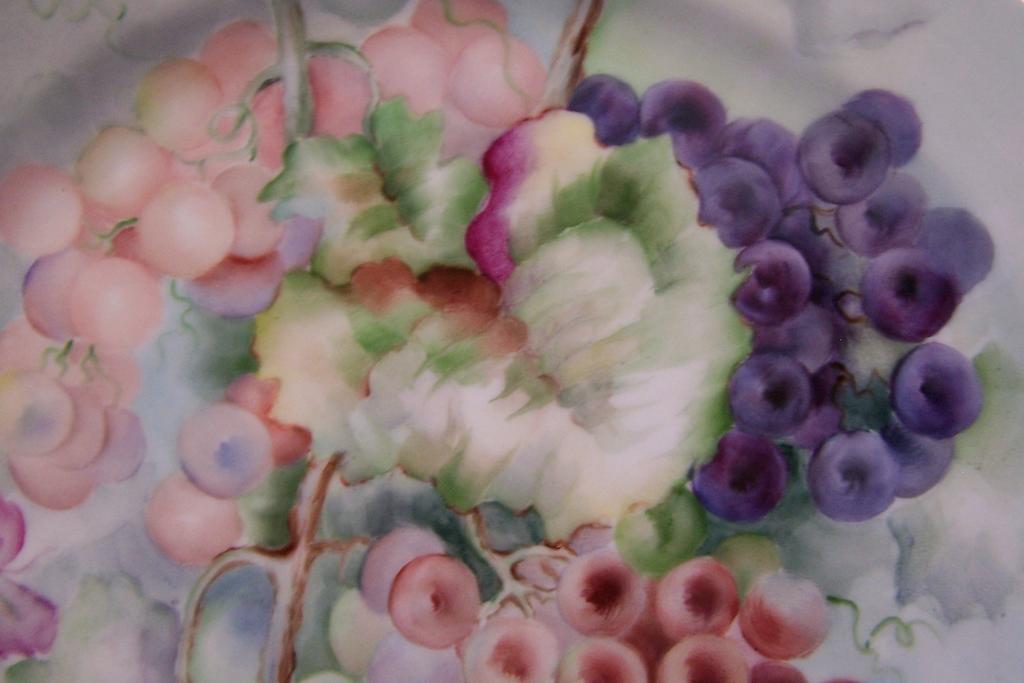 Century Old Haviland Limoges France "Still Life of Grapes" Hand Painted Antique Porcelain Charger Plate Tray Century Old Haviland Limoges France "Still Life of Grapes" Hand Painted Antique Porcelain Charger Plate Tray