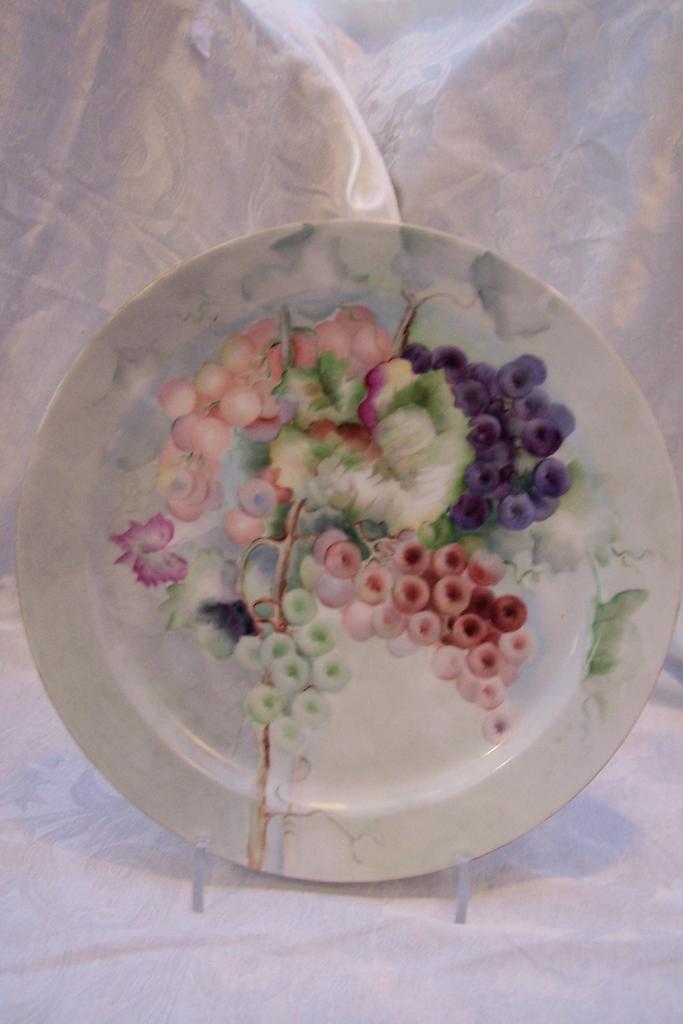 Century Old Haviland Limoges France "Still Life of Grapes" Hand Painted Antique Porcelain Charger Plate Tray Century Old Haviland Limoges France "Still Life of Grapes" Hand Painted Antique Porcelain Charger Plate Tray
