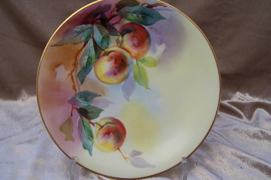 Remarkable Hand Painted Signed Limoges France Plate "Ripened Peaches" by the talented 19th Century Artist 'Dela' Remarkable Hand Painted Signed Limoges France Plate "Ripened Peaches" by the talented 19th Century Artist 'Dela'