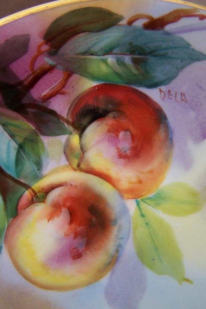 Remarkable Hand Painted Signed Limoges France Plate "Ripened Peaches" by the talented 19th Century Artist 'Dela' Remarkable Hand Painted Signed Limoges France Plate "Ripened Peaches" by the talented 19th Century Artist 'Dela'