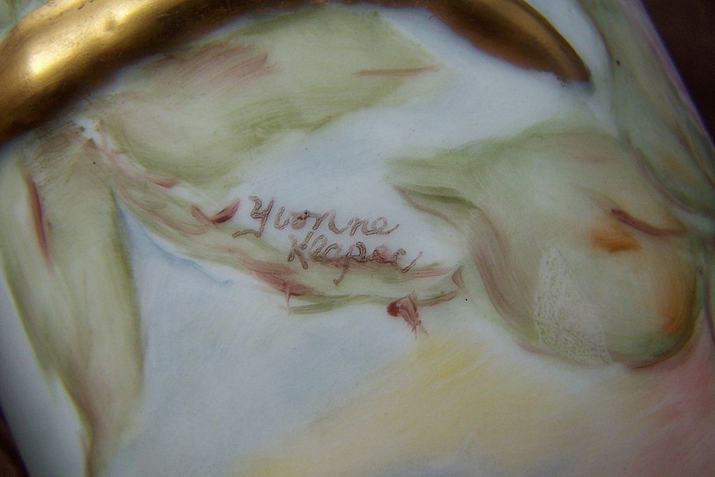 Rare Antique Exceptional Limoges 'Yvonne Klapec' Signed North Wind Tankard w/ Dragon Carved Handle (Old Man/ God of the North Boreas/ Gold Serpent) ~ Hand Painted Signed Original from Renown Late 19th Century Artist! Rare Antique Exceptional Limoges 'Yvonne Klapec' Signed North Wind Tankard w/ Dragon Carved Handle (Old Man/ God of the North Boreas/ Gold Serpent) ~ Hand Painted Signed Original from Renown Late 19th Century Artist!