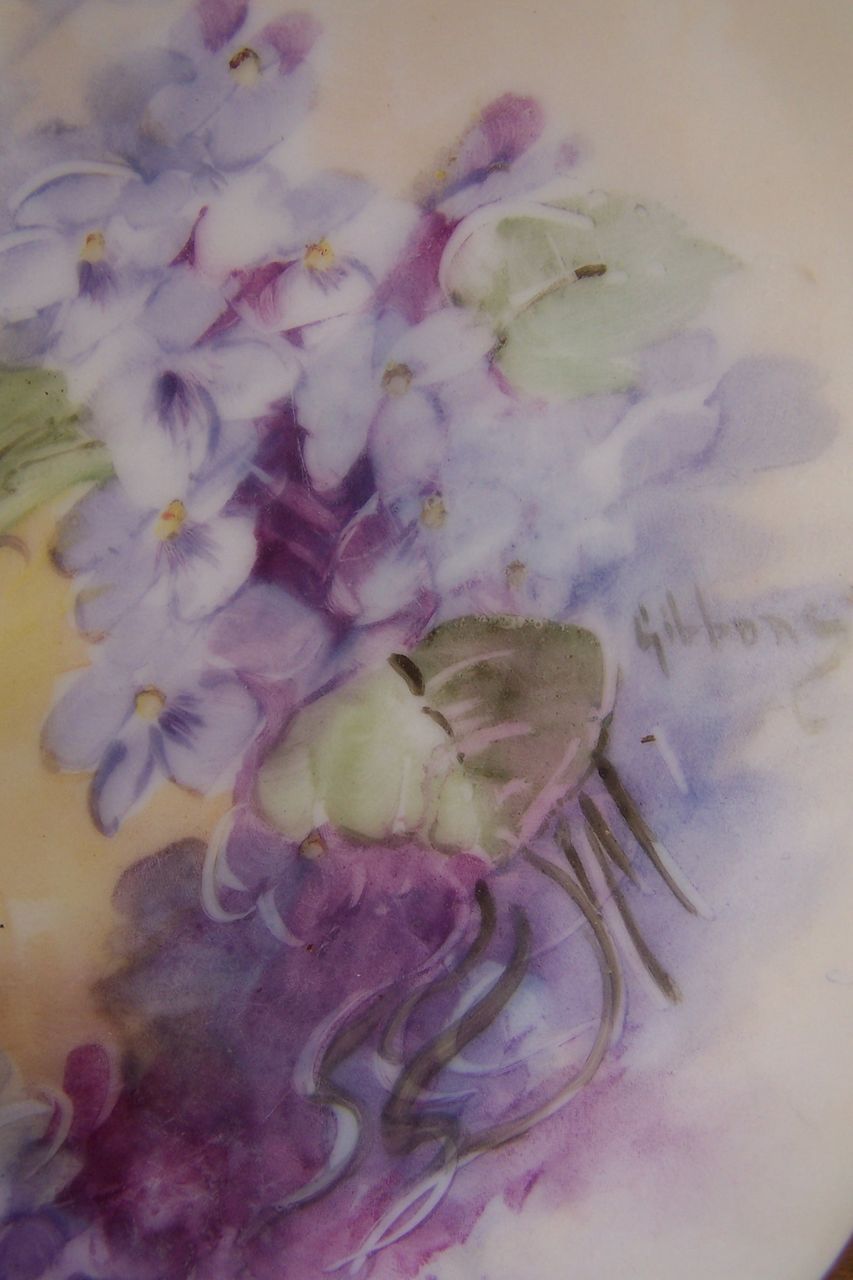 Late 19th CENTURY Limoges Antique hand painted 'Sprays of Summer Violets (Lavender)' Plate SIGNED by the Late 19th Century artist 'Gibbons''. Late 19th CENTURY Limoges Antique hand painted 'Sprays of Summer Violets (Lavender)' Plate SIGNED by the Late 19th Century artist 'Gibbons''.