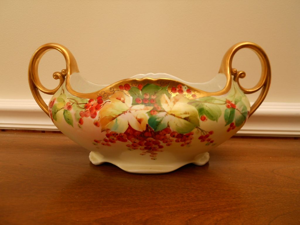 Impressive Vienna Austria Hand Painted Antique Centerpiece Dish decorated with Ruby Red Currants ~ LATE 19TH CENTURY Very Large Ornate Roman Coin Gold Embellished Two Handled Vase / Pot / Tureen Impressive Vienna Austria Hand Painted Antique Centerpiece Dish decorated with Ruby Red Currants ~ LATE 19TH CENTURY Very Large Ornate Roman Coin Gold Embellished Two Handled Vase / Pot / Tureen