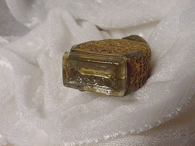 Czechoslovakia Jeweled Mini Perfume Bottle Gilt Caged Czech Perfume Czechoslovakia Jeweled Mini Perfume Bottle Gilt Caged Czech Perfume