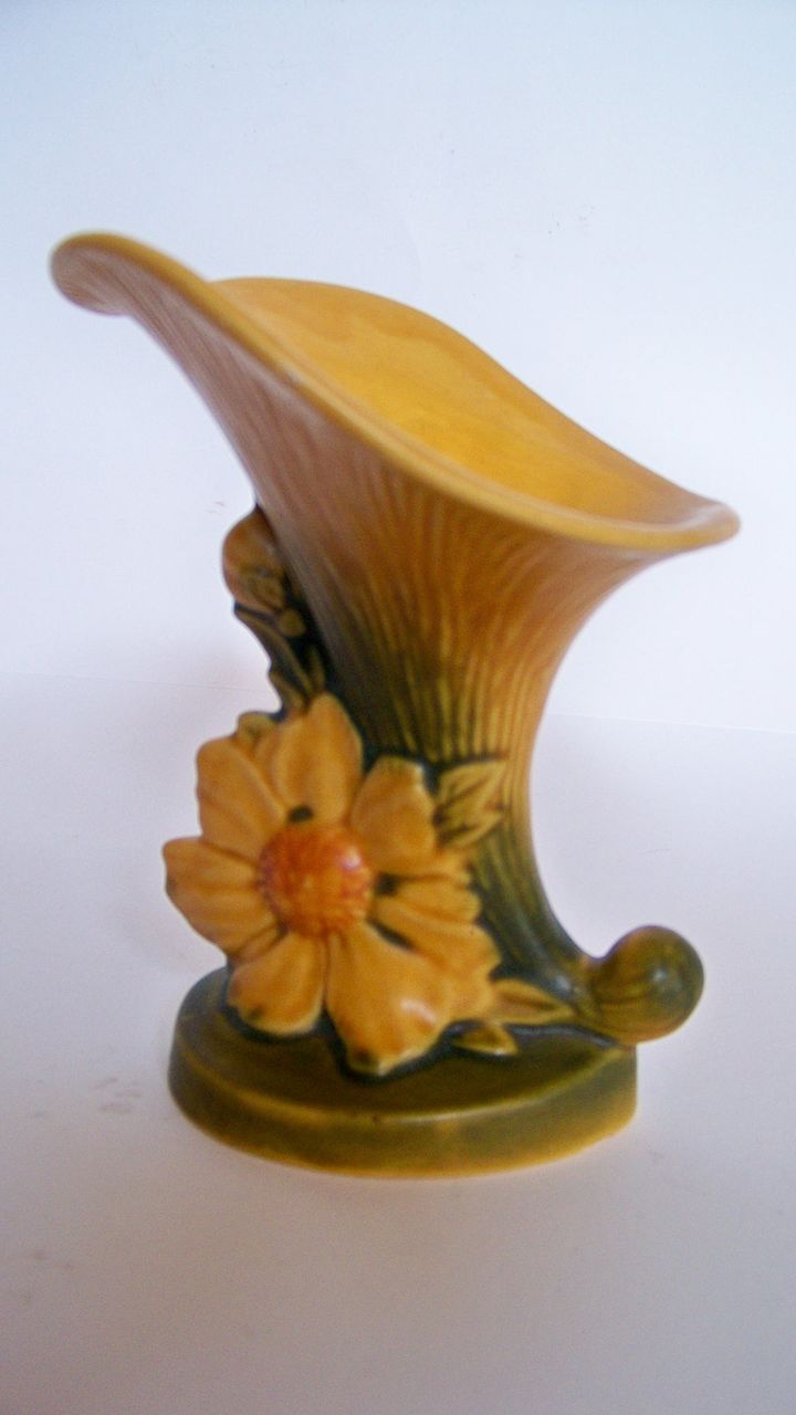 Roseville Peony Cornucopia Vase Roseville Peony Cornucopia Vase