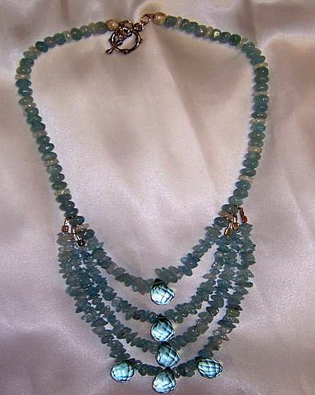 Aqua 4 You- Aquamarine & blue topaz beaded necklace Aqua 4 You- Aquamarine & blue topaz beaded necklace