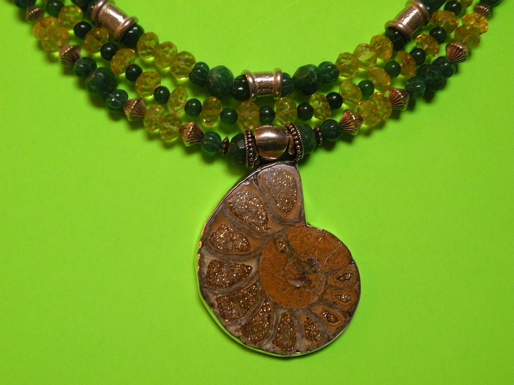 Ammonite Pyrite ( Fool's Gold ) Citrine Emerald beads : Fools Gold Ammonite Pyrite ( Fool's Gold ) Citrine Emerald beads : Fools Gold