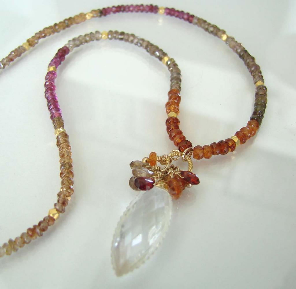 Sheer Elegance - OOAK Tundra Sapphire, Rock Crystal, Vermeil And 14K Gold Filled Necklace Sheer Elegance - OOAK Tundra Sapphire, Rock Crystal, Vermeil And 14K Gold Filled Necklace