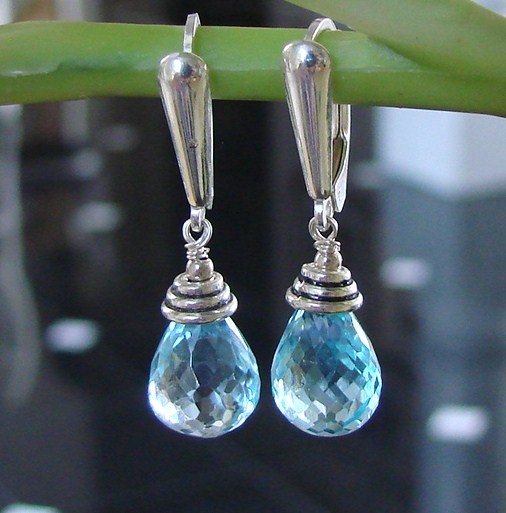Blue Diamonds - AAA Flawless Sky Blue Topaz with Sterling Silver Accents - Drop Earrings Blue Diamonds - AAA Flawless Sky Blue Topaz with Sterling Silver Accents - Drop Earrings