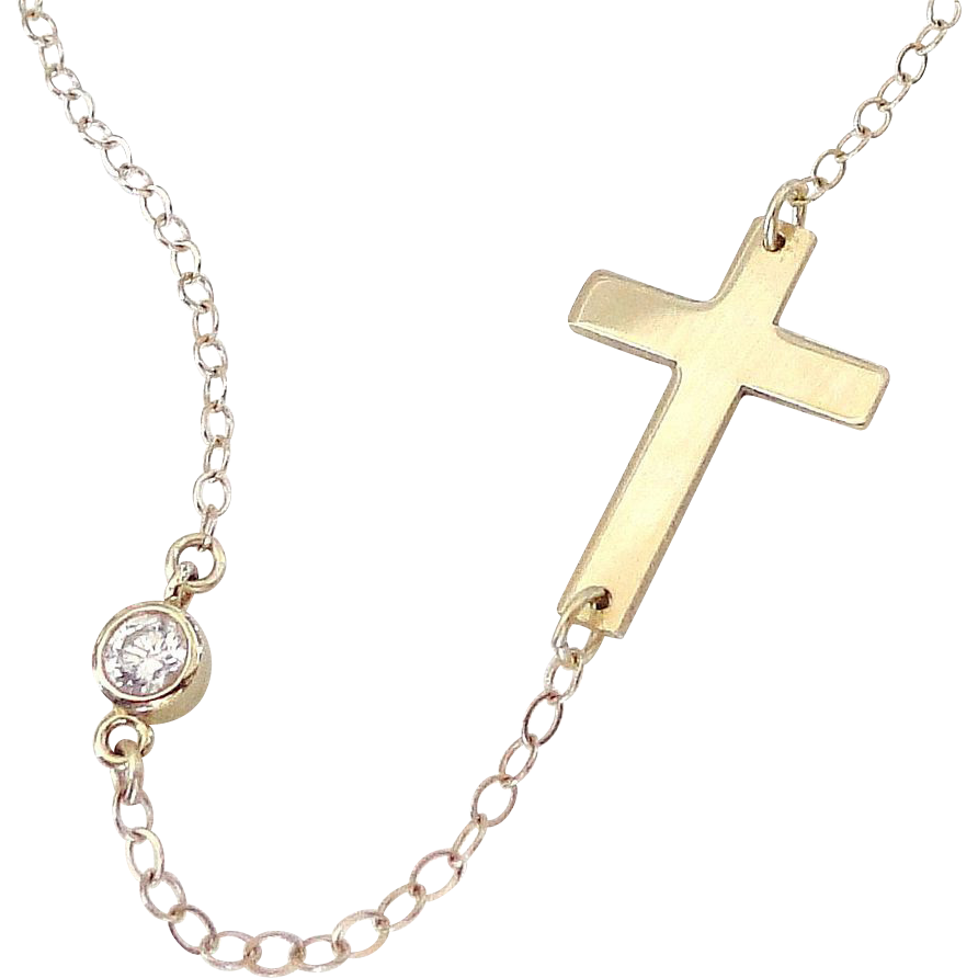 ... Cross Necklace With CZ - As Seen On Kelly Ripa - Yellow Or White Gold