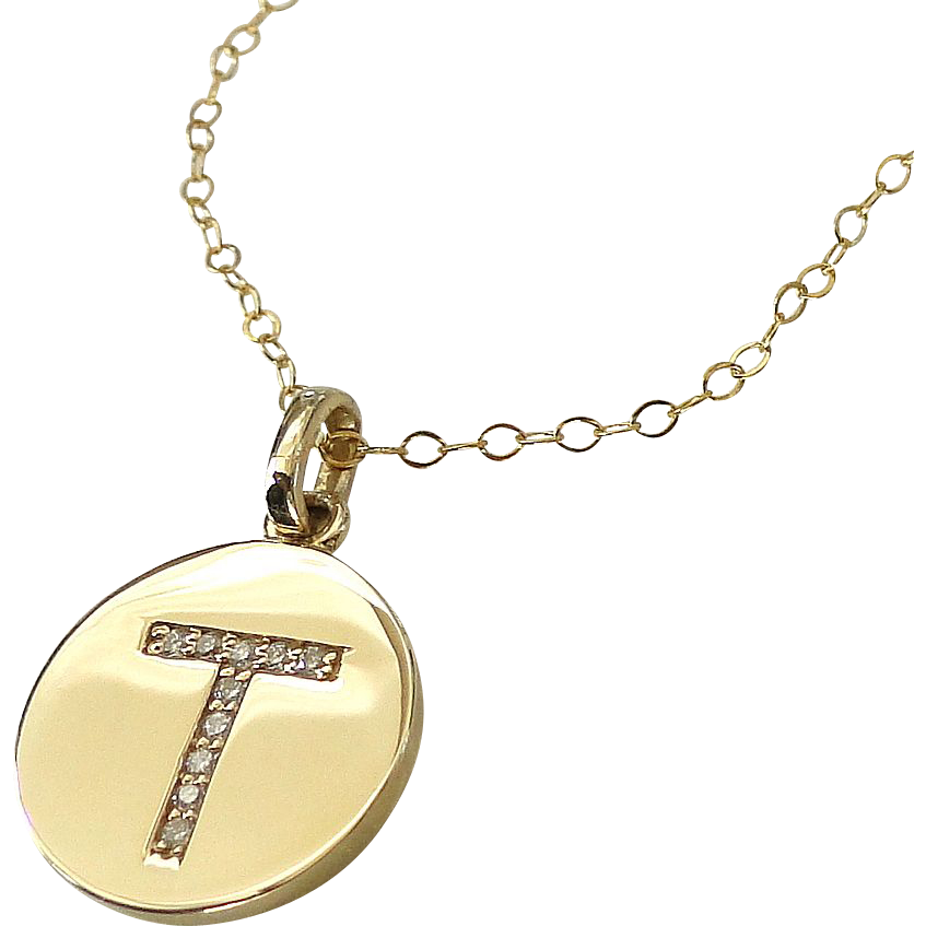 Katie Holmes DIAMOND Initial Necklace In 14K Solid Gold And Genuine Diamonds Katie Holmes DIAMOND Initial Necklace In 14K Solid Gold And Genuine Diamonds