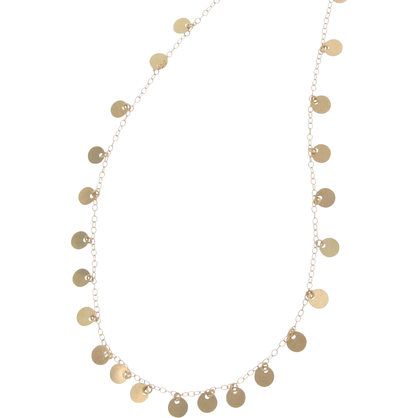 14K Yellow Gold Tiny Disc Necklace 18 Inches Also Available in 14k