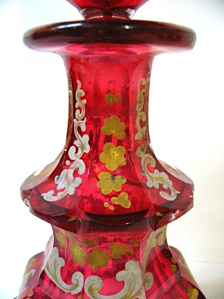 Large 1830-50 Cranberry Glass Bohemian Perfume, Biedermeier Period Large 1830-50 Cranberry Glass Bohemian Perfume, Biedermeier Period
