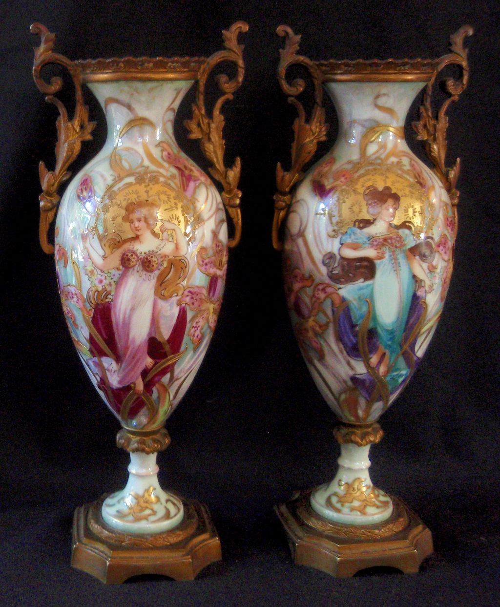Pair of Fine French Sevres Porcelain Vases from the Art Nouveau Movement Pair of Fine French Sevres Porcelain Vases from the Art Nouveau Movement