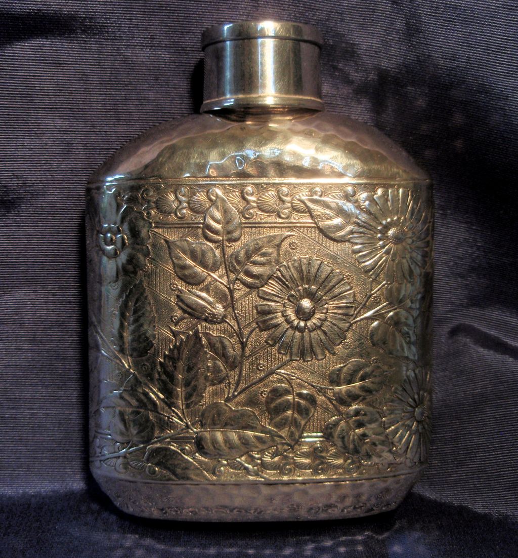 Superb Large Silver Plated 19th Century Liquor Flask Superb Large Silver Plated 19th Century Liquor Flask
