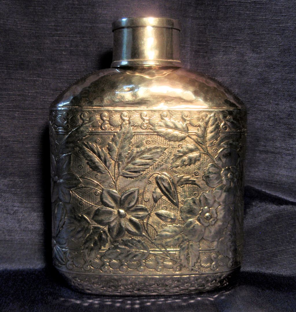 Superb Large Silver Plated 19th Century Liquor Flask Superb Large Silver Plated 19th Century Liquor Flask