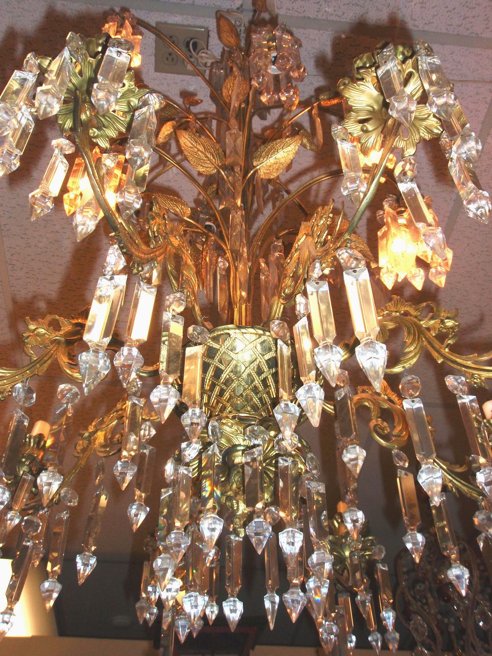 Magnificent & Unusual Large Cut Crystal and Gilt Chandelier Magnificent & Unusual Large Cut Crystal and Gilt Chandelier